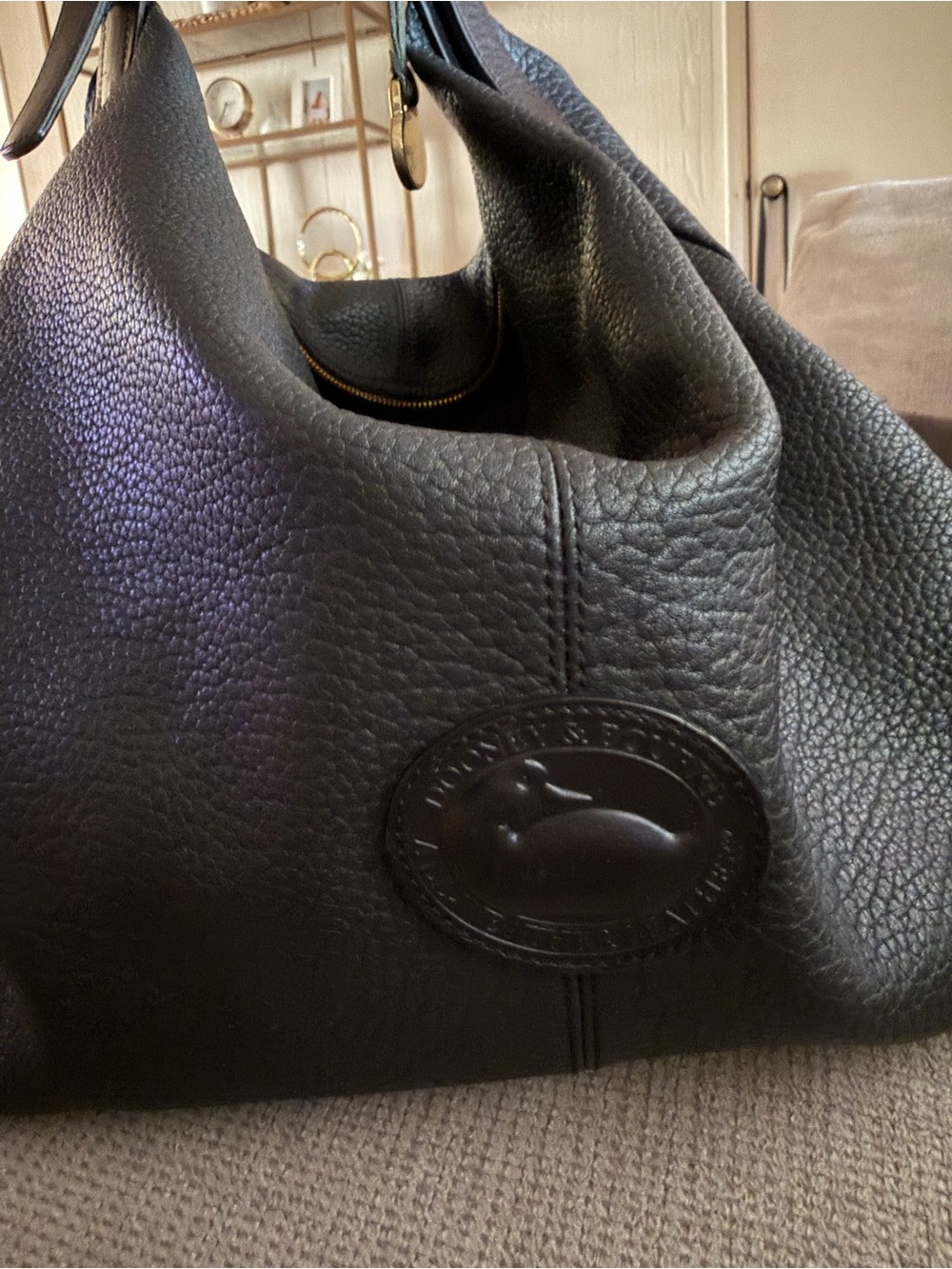 Longchamp Black Pebbled Leather Shoulder Bag